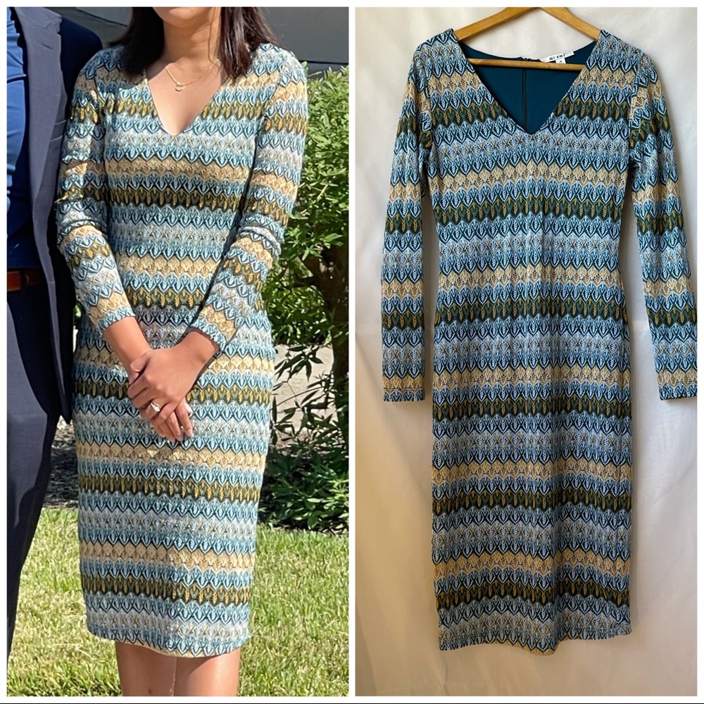 Miami crochet lace midi dress long sleeve fall colors retro mod 70’s